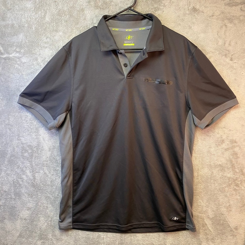 NordicTrack NT Dri Athletic Fit Polo Shirt Mens Large Grey Charcoal Performance